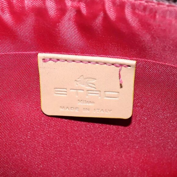 ETRO Paisley Shoulder Bag PVC Leather Brown Gold - Picture 7 of 15